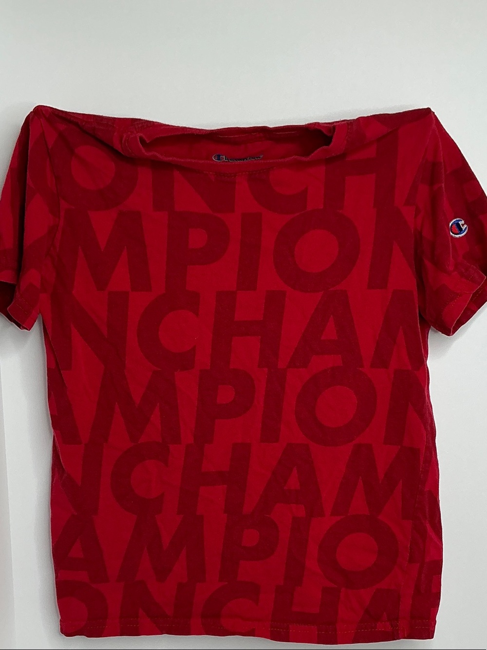 Champion All-Over Logo Red Short Sleeve Tee